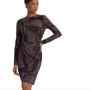 Womens Lauren‎ Ralph Lauren Paisley Side Twist Sheath Dress Sz 4